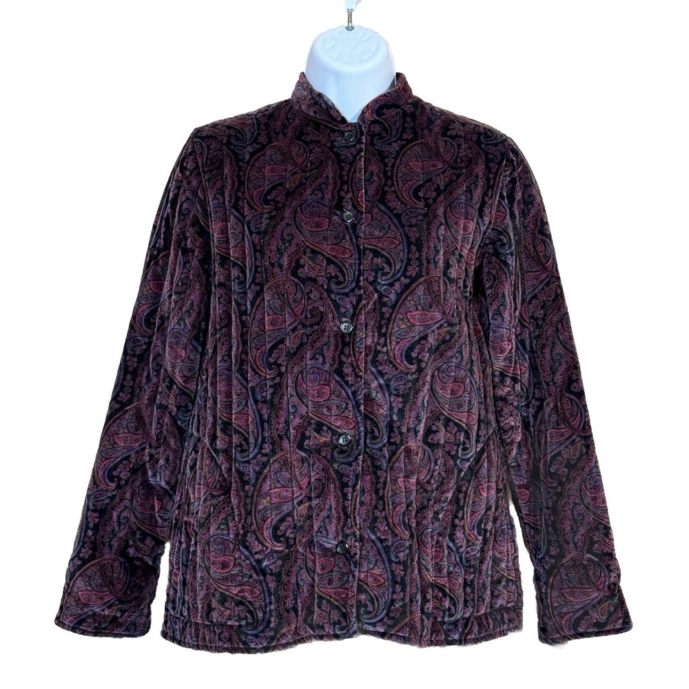 Two Potato Vtg Velvet Blazer Womens Size S Purple Vintage Paisley Tapestry Fairy